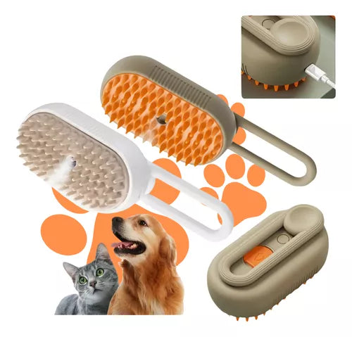 PetSteam 3 em 1 – Escova a Vapor para Gatos e Cães